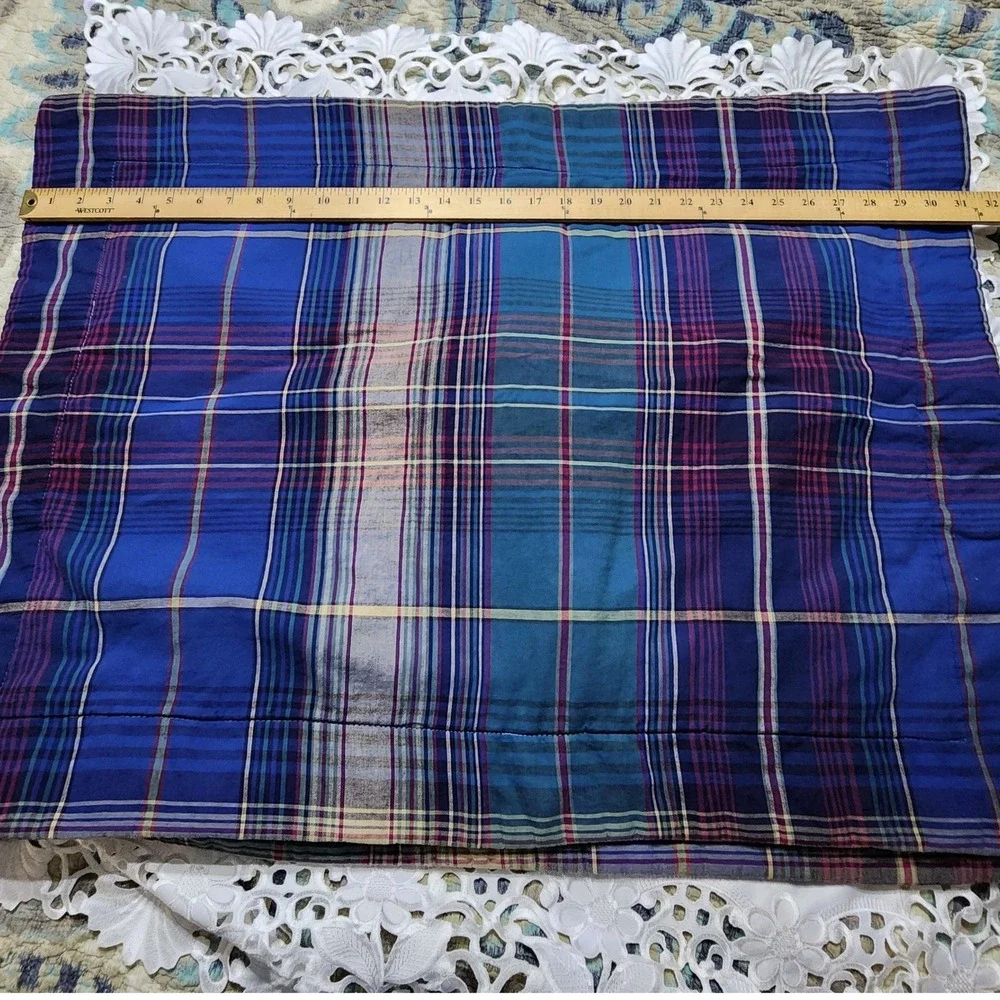 JCPenney Home Collection Plaid Pillow Shams Set of 2 Blue Teal Cotton Standard